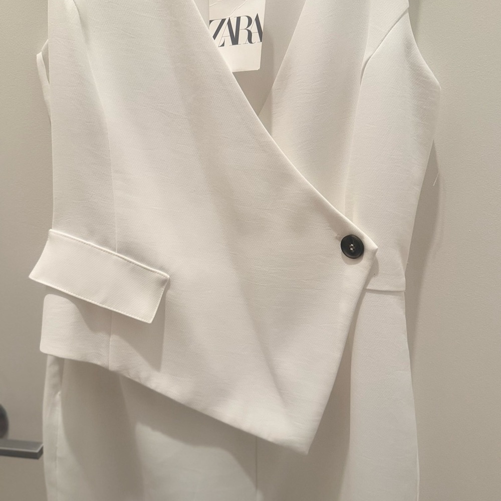 Zara White Asymmetrical Sheath Dress for Work